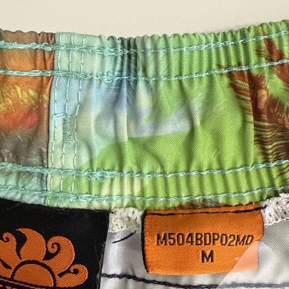 Sundek Swim Trunk Board Shorts Mens Size M Unlined Drawstring Tropical Palms - Picture 9 of 10